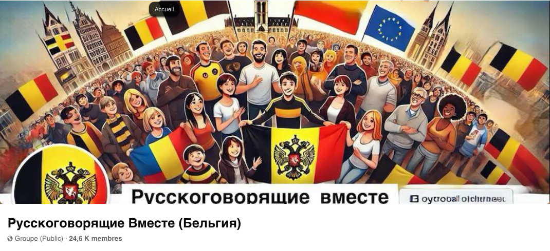 Bannière Internet. Groupe « Русскоговорящие Вместе (Бельгия) » ou Russophones ensemble (Belgique). 2019-06-09